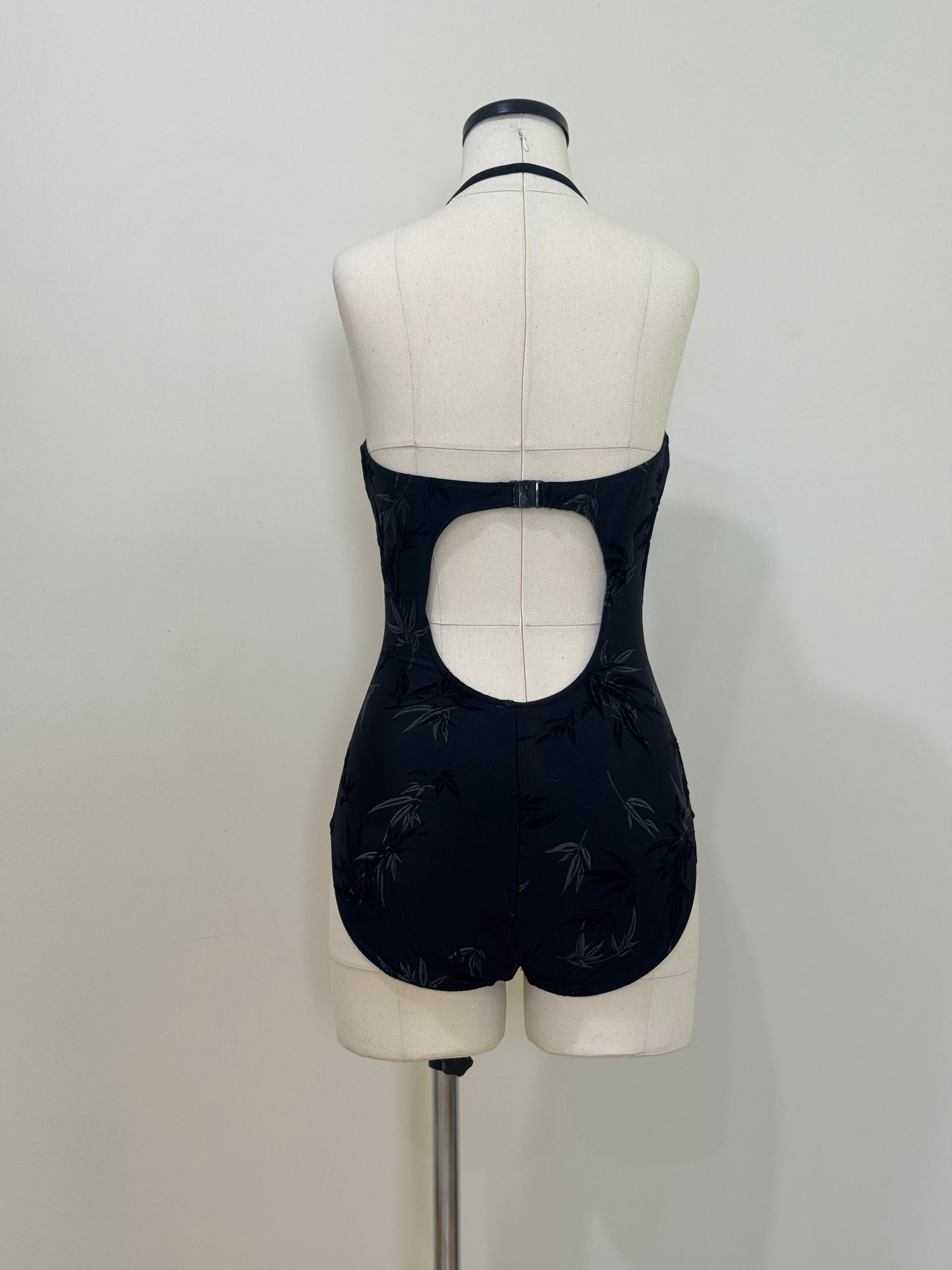 black floral velvet swimsuit