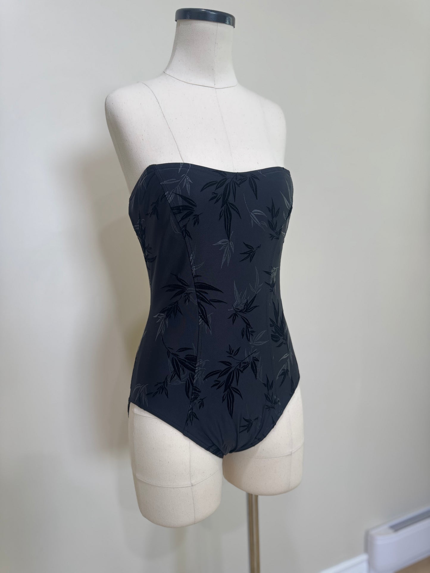 black floral velvet swimsuit