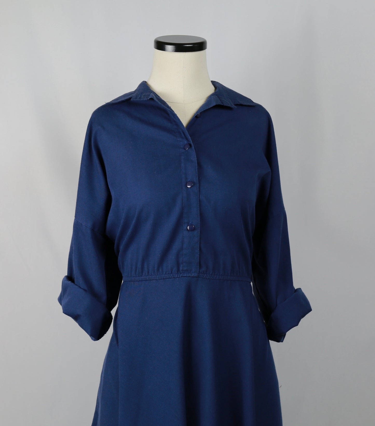 navy collared shirt dress