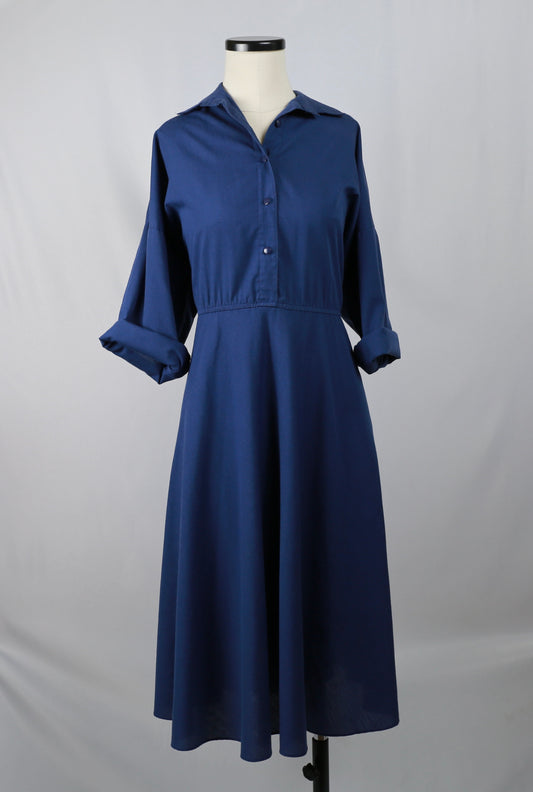 navy collared shirt dress