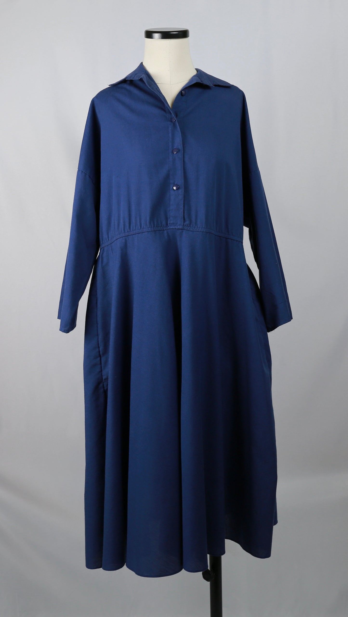 navy collared shirt dress