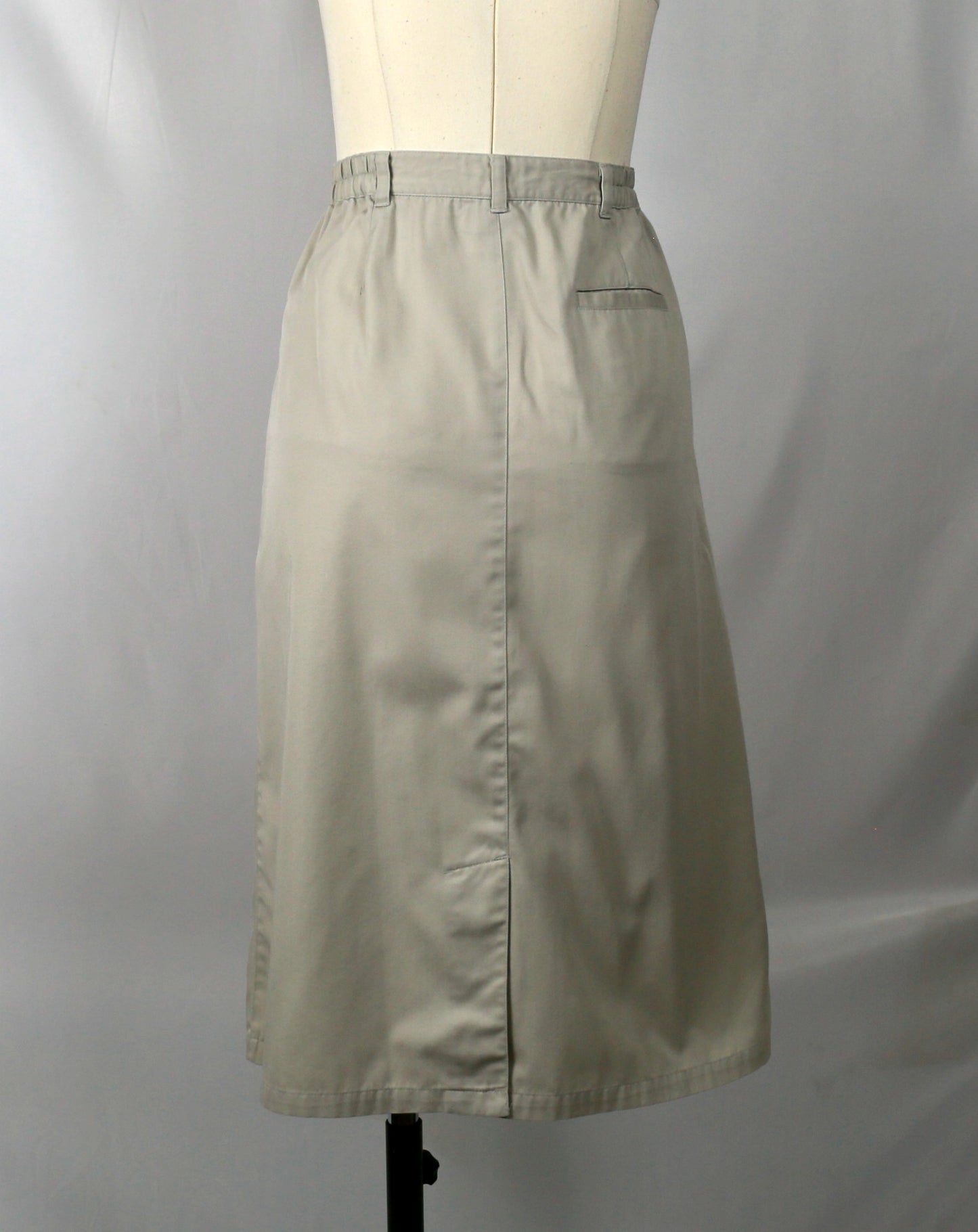 beige button front skirt