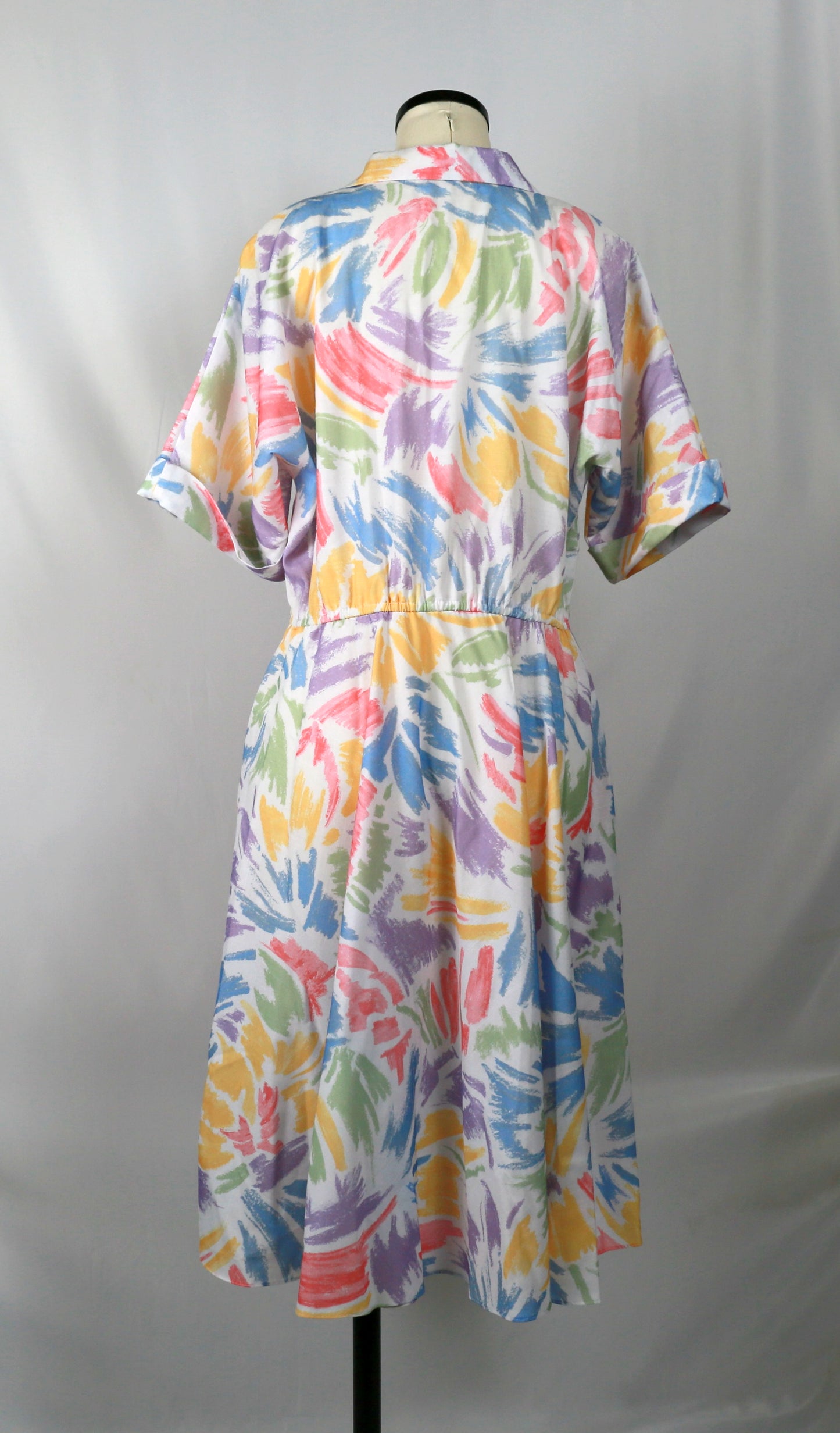 button front colourful day dress