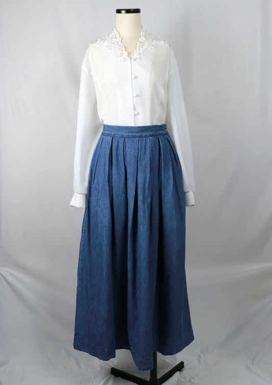 full denim pleated skirt