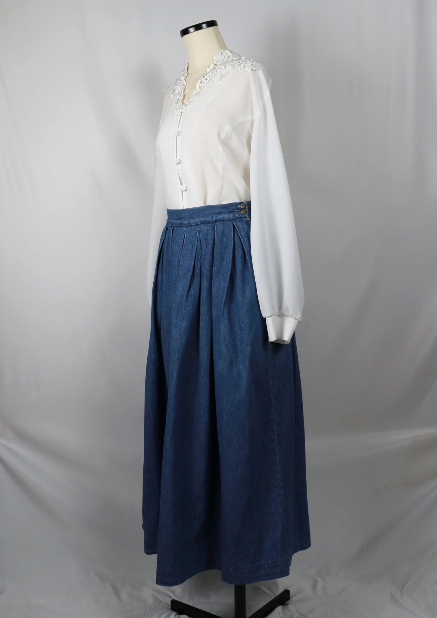 full denim pleated skirt