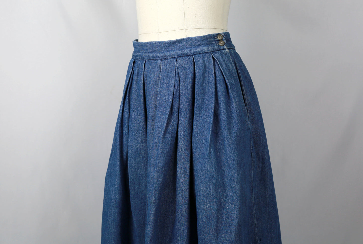 full denim pleated skirt